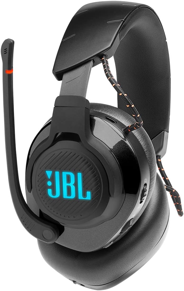 JBL Quantum 610 Casque de jeu sans fil avec 40 heures d'autonomie, microphone à perche rabattable à mise au point vocale, sans fil 2,4 GHz sans perte - Noir