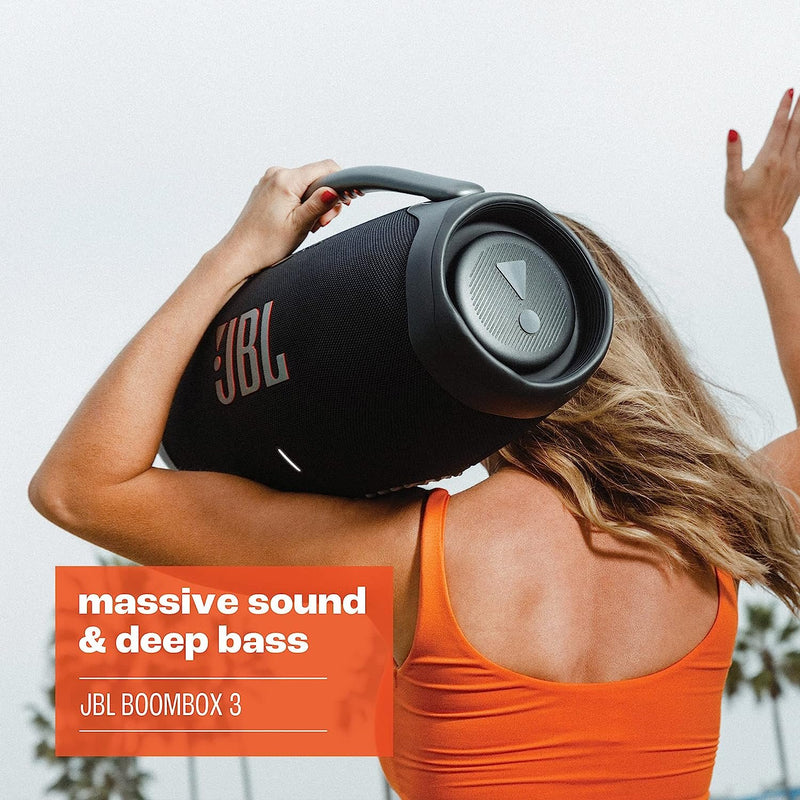 JBL Boombox 3 - Portable Bluetooth Speaker, Powerful Sound and Monstrous bass, IPX7 Waterproof, 24 Hours of Playtime, powerbank, JBL PartyBoost for Speaker Pairing, and eco-Friendly Packaging (Squad)