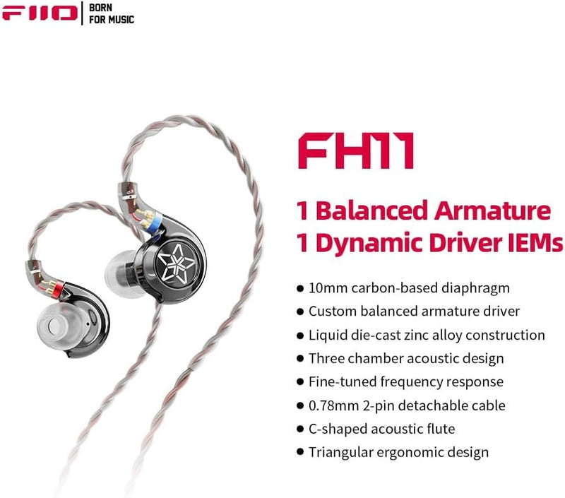 FiiO FH11 Hybrid Triple Driver In-Ear Monitors (IEMs)