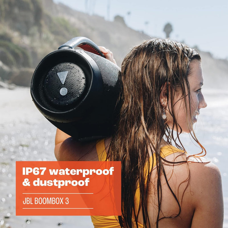 JBL Boombox 3 - Portable Bluetooth Speaker, Powerful Sound and Monstrous bass, IPX7 Waterproof, 24 Hours of Playtime, powerbank, JBL PartyBoost for Speaker Pairing, and eco-Friendly Packaging (Squad)