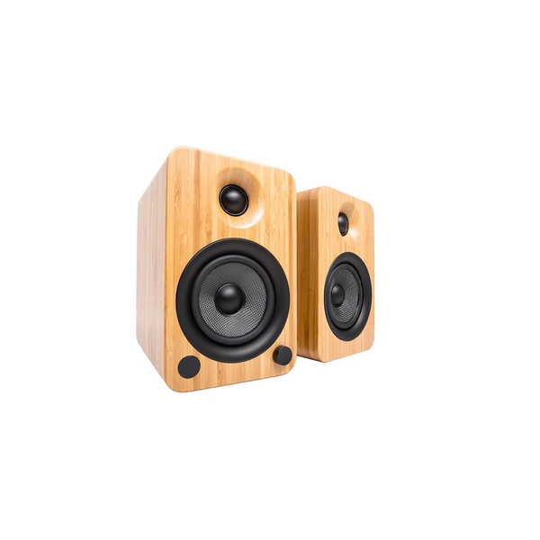 Kanto YU4 Powered Speakers with Bluetooth and Built-in Phono Preamp | Auto Standby and Startup | Remote Included | 140W Peak Power - Pair (Bamboo) #color_bamboo