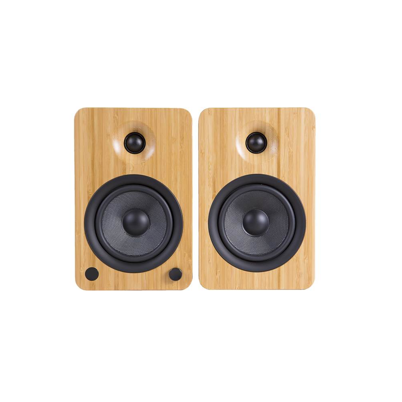 Kanto YU4 Powered Speakers with Bluetooth and Built-in Phono Preamp | Auto Standby and Startup | Remote Included | 140W Peak Power - Pair (Bamboo)