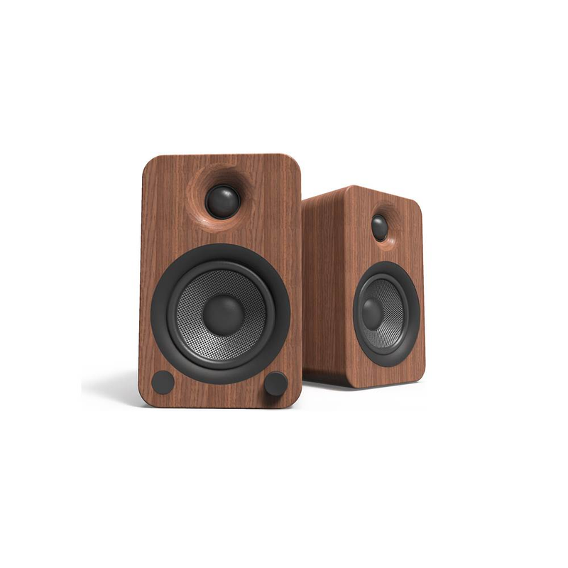 Kanto YU4 Powered Speakers with Bluetooth and Built-in Phono Preamp | Auto Standby and Startup | Remote Included | 140W Peak Power - Pair (Walnut)