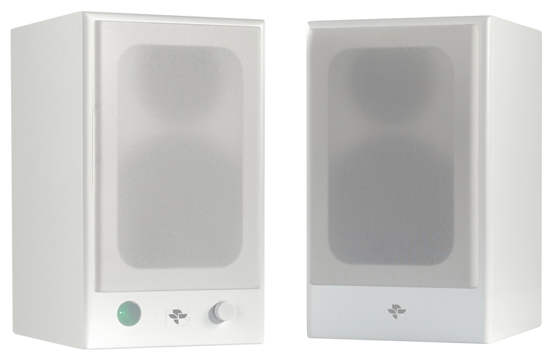Totem Kin Play Mini Powered 70 watt Speakers With Bluetooth - White
