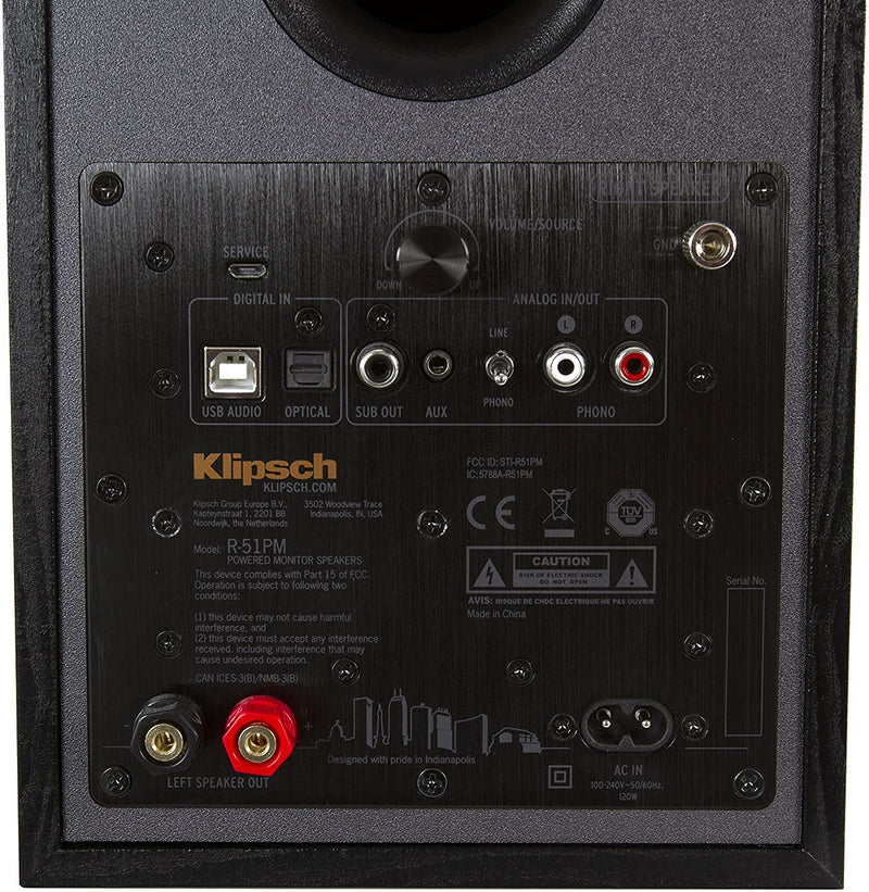 Klipsch R-51PM Powered Bookshelf Speaker Pair with Bluetooth - Black